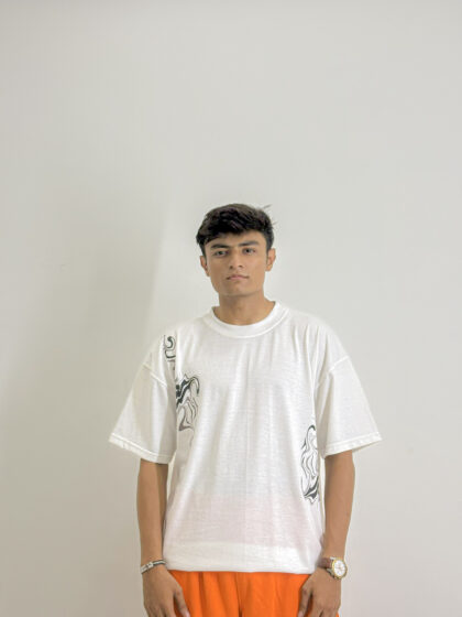 Men's Abstract Graphic White T-Shirt