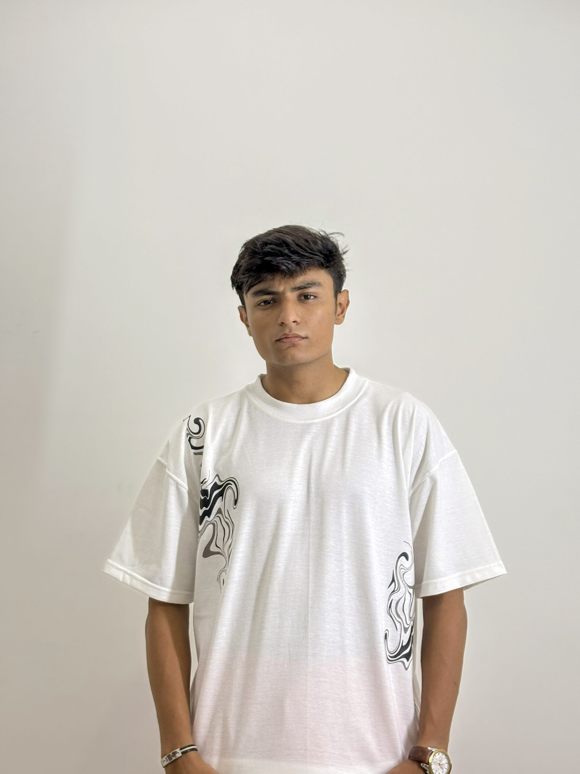 Men's Abstract Graphic White T-Shirt