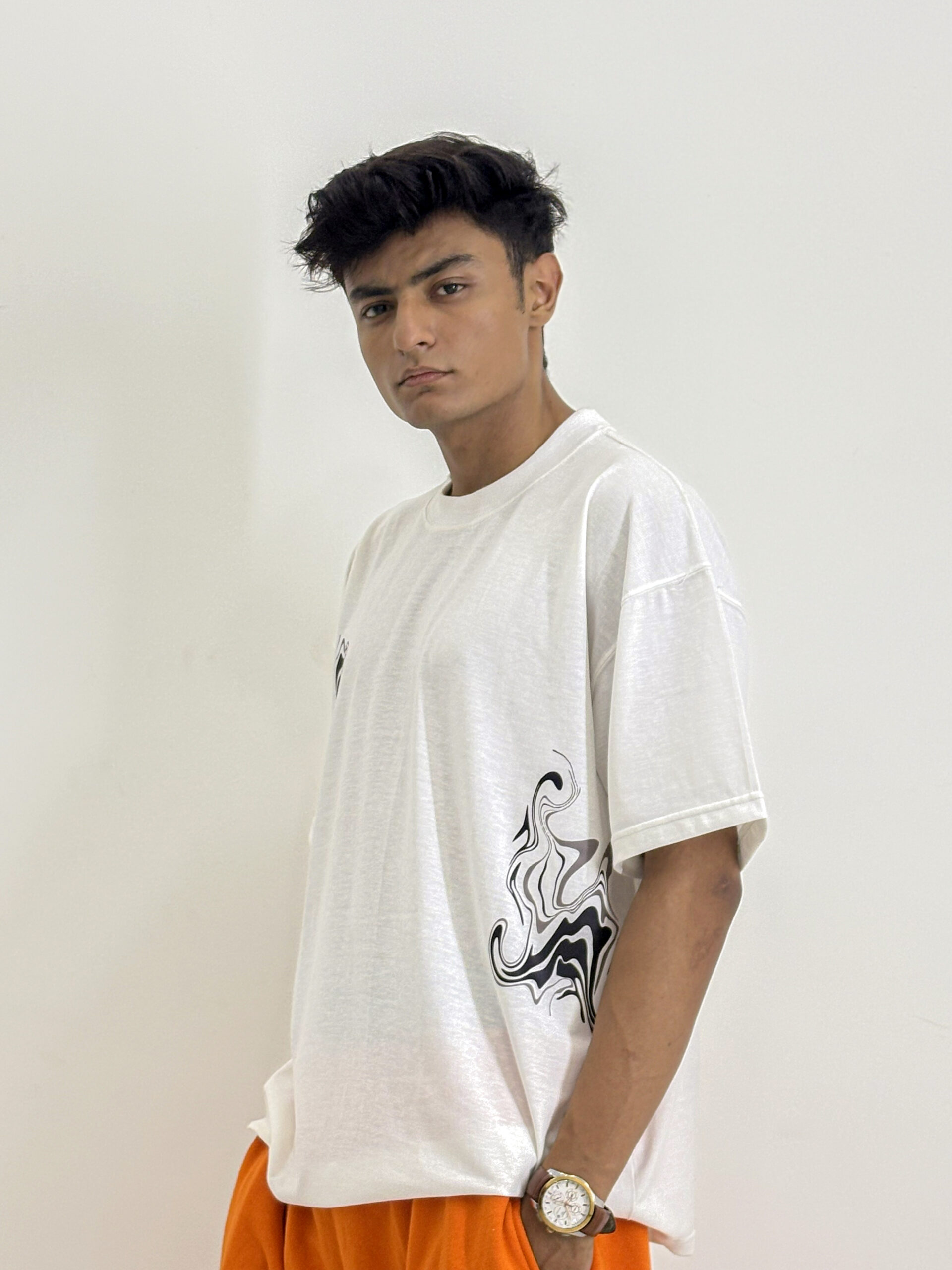 Men's Abstract Graphic White T-Shirt