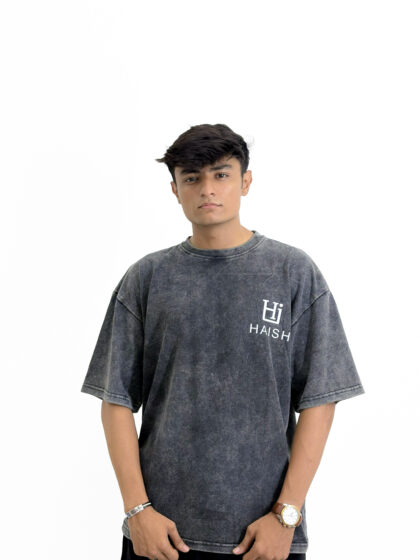 Men's Washed Grey Minimalist Logo T-Shirt