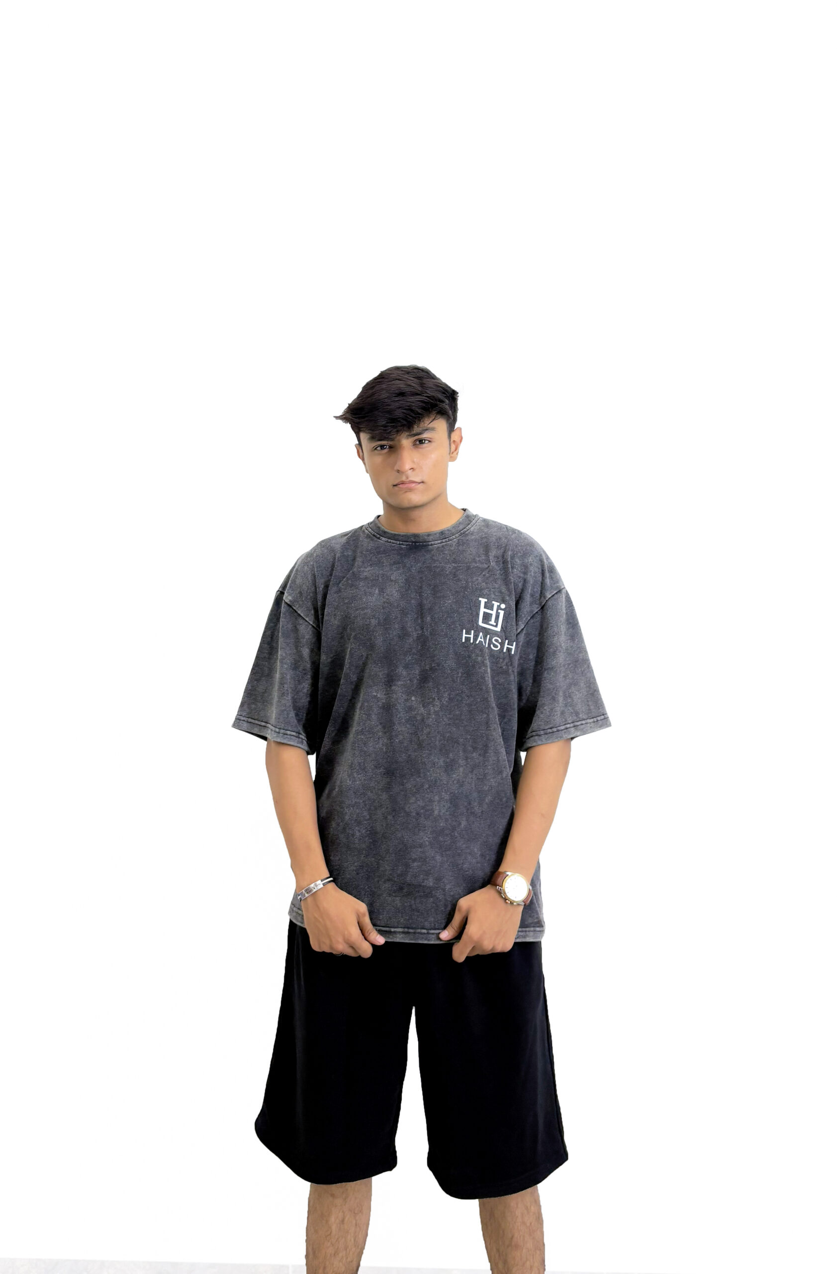 Men's Washed Grey Minimalist Logo T-Shirt