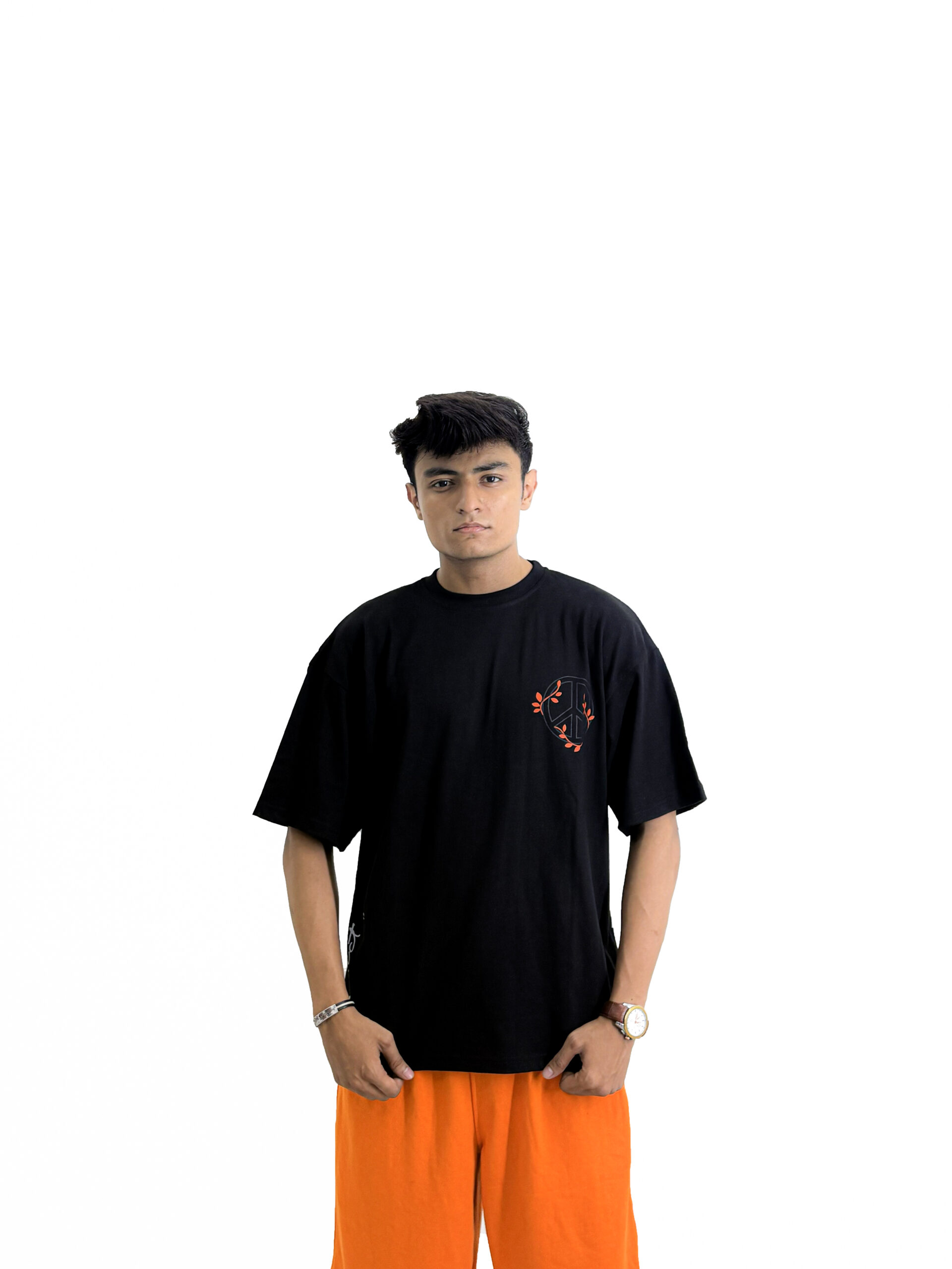 Men's Minimalist Peace Graphic Black T-Shirt