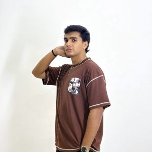 Men's Brown Contrast Stitch Pocket T-Shirt
