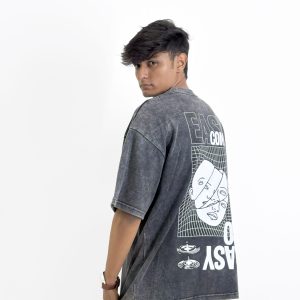 Men's Washed Grey Minimalist Logo T-Shirt
