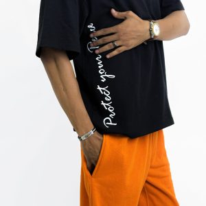 Men's Minimalist Peace Graphic Black T-Shirt